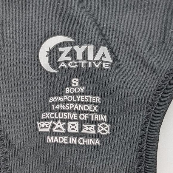 Zyia Active Black Racerback Comfort Sports Bra Logo Spellout Band Size S - Picture 3 of 4